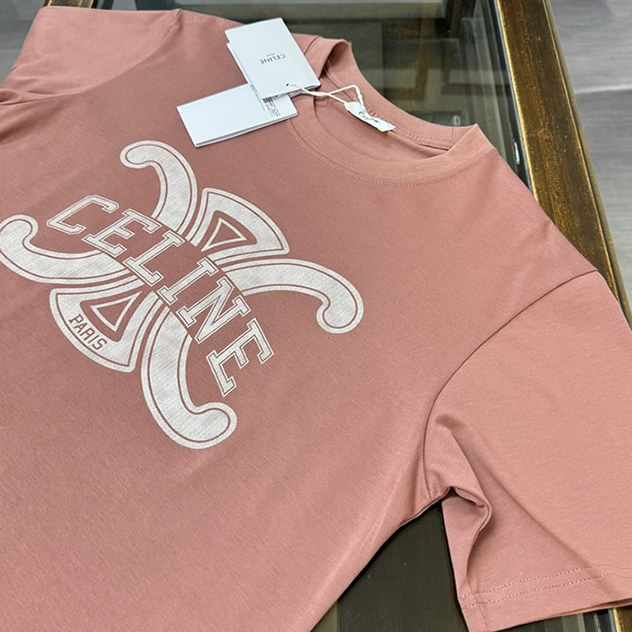 セリーヌ トリオンフ ロゴ プリント Tシャツ ピンク FS114 - 画像 (2)
