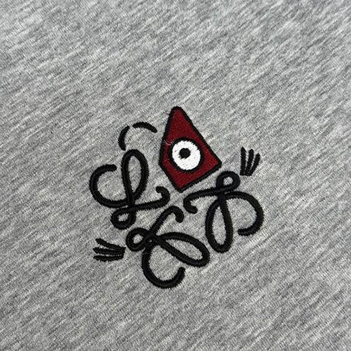 ロエベ エンブロイダリー アナグラム Tシャツ グレー FS115 - 画像 (4)