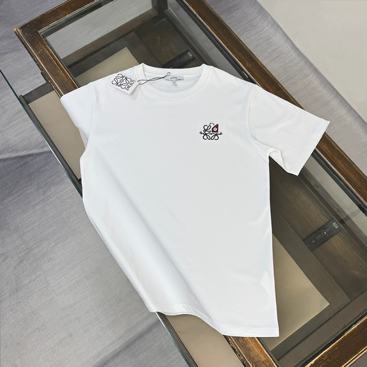 ロエベ エンブロイダリー アナグラム Tシャツ ホワイト FS117