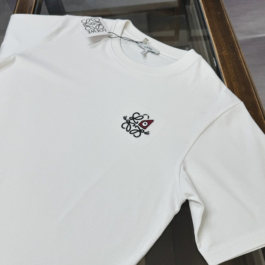 ロエベ エンブロイダリー アナグラム Tシャツ ホワイト FS117 - 画像 (2)