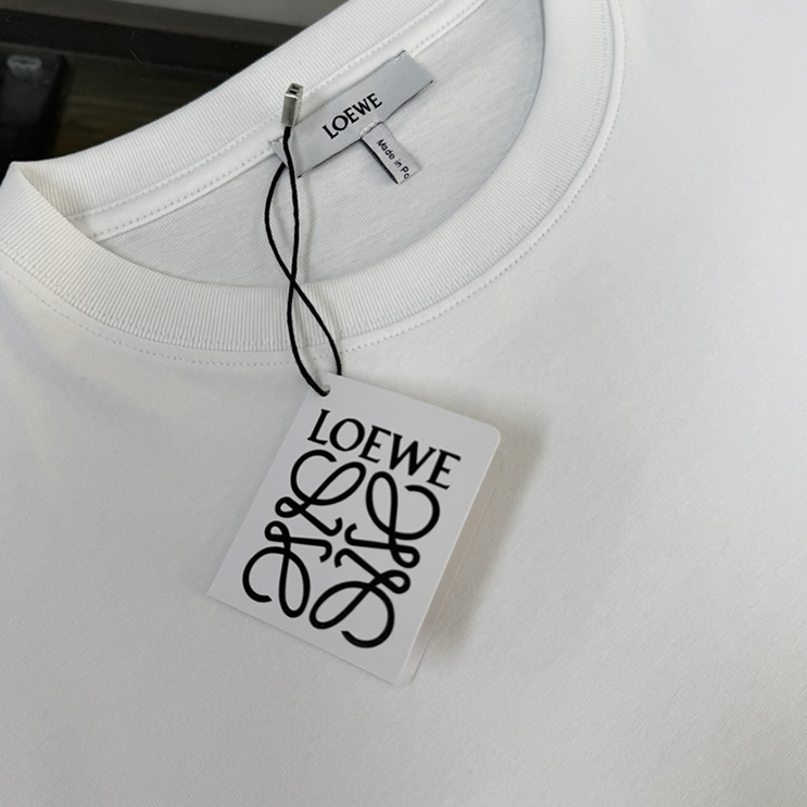 ロエベ エンブロイダリー アナグラム Tシャツ ホワイト FS117 - 画像 (3)