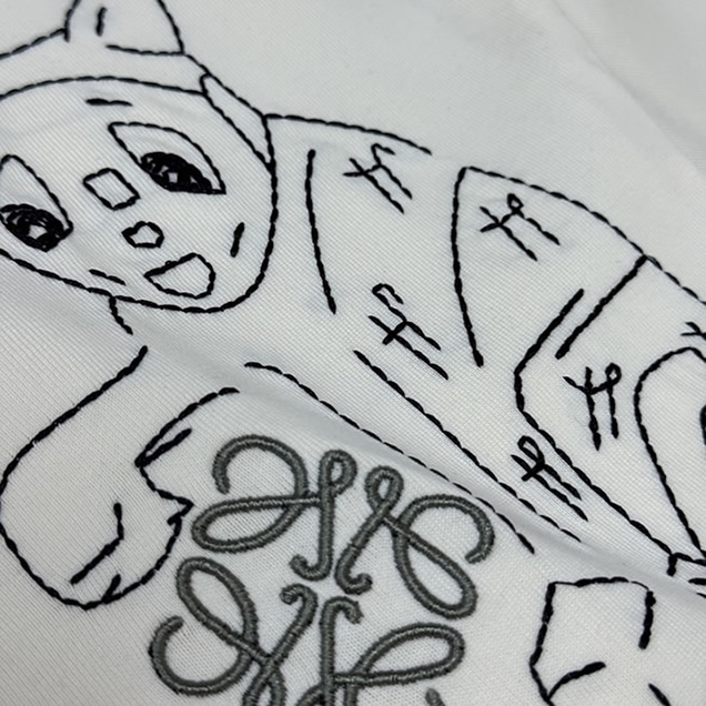 ロエベ リニア キャット エンブロイダリー Tシャツ アイボリー FS123 - 画像 (5)