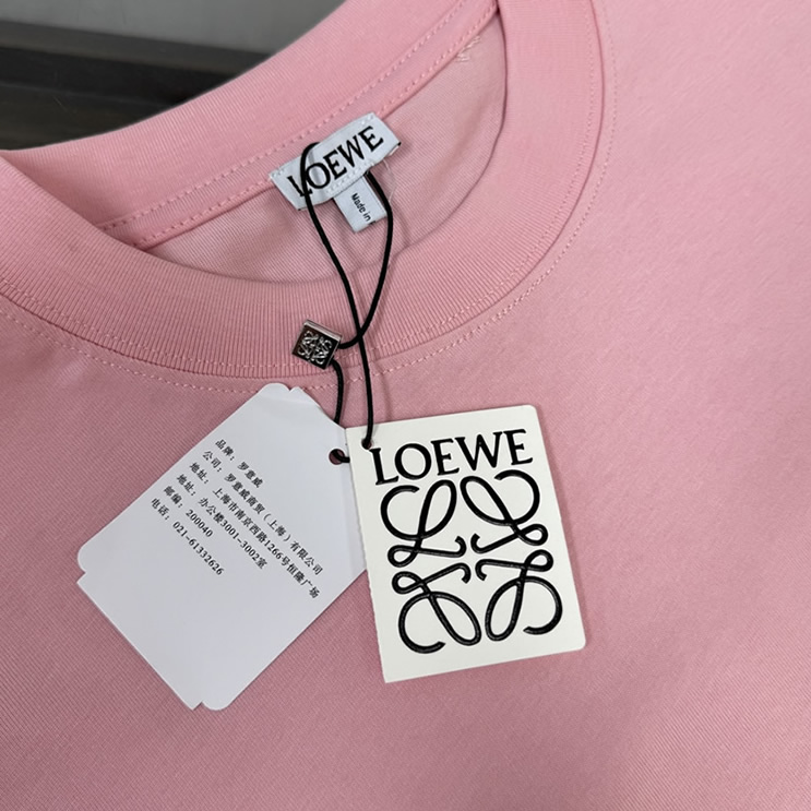 ロエベ リニア キャット エンブロイダリー Tシャツ ピンク FS124 - 画像 (3)