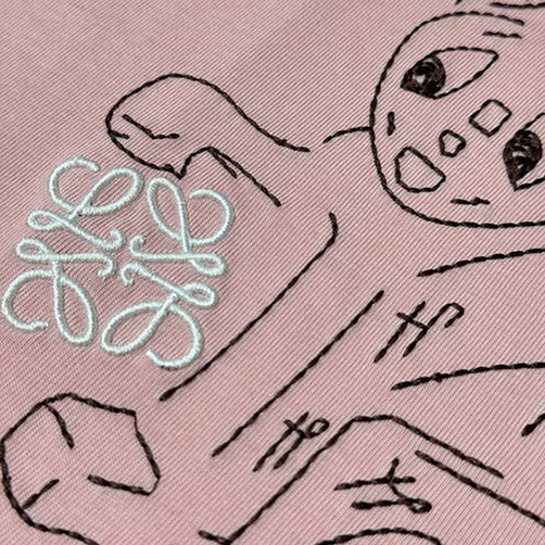 ロエベ リニア キャット エンブロイダリー Tシャツ ピンク FS124 - 画像 (5)