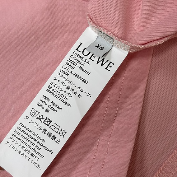 ロエベ リニア キャット エンブロイダリー Tシャツ ピンク FS124 - 画像 (7)