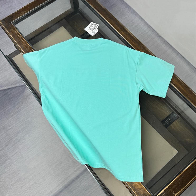 ロエベ スパンコール ロゴ エンブロイダリー Tシャツ ターコイズ FS125 - 画像 (8)