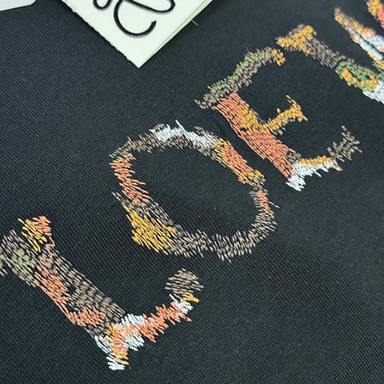 ロエベ スパンコール ロゴ エンブロイダリー Tシャツ ブラック FS127 - 画像 (5)