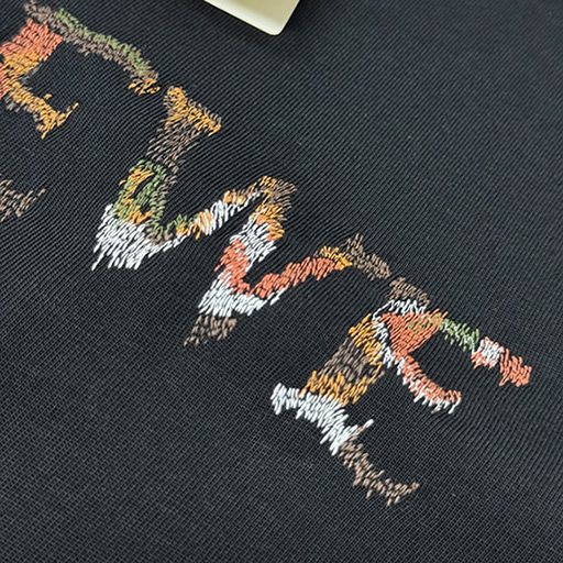 ロエベ スパンコール ロゴ エンブロイダリー Tシャツ ブラック FS127 - 画像 (6)