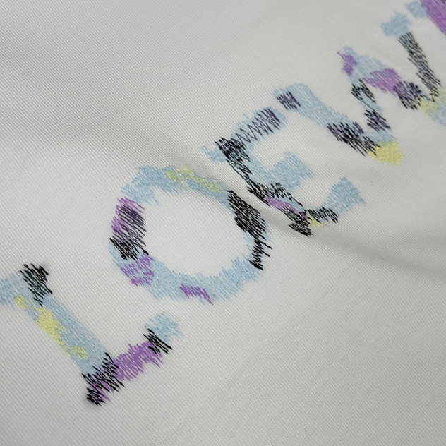 ロエベ スパンコール ロゴ エンブロイダリー Tシャツ ホワイト FS128 - 画像 (3)