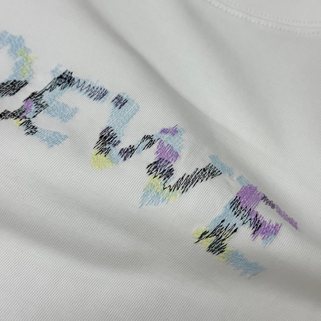ロエベ スパンコール ロゴ エンブロイダリー Tシャツ ホワイト FS128 - 画像 (4)
