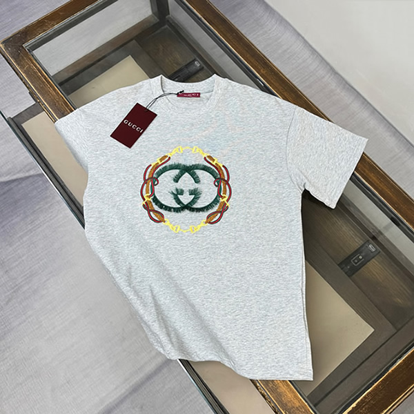 グッチ インターロッキングG チェーン エンブロイダリー Tシャツ グレー FS138