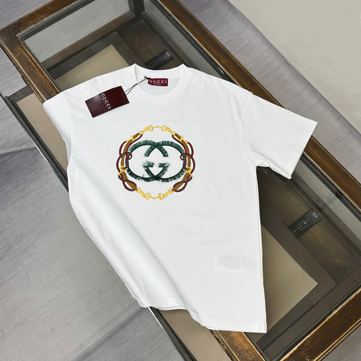 グッチ インターロッキングG チェーン エンブロイダリー Tシャツ ホワイト FS139