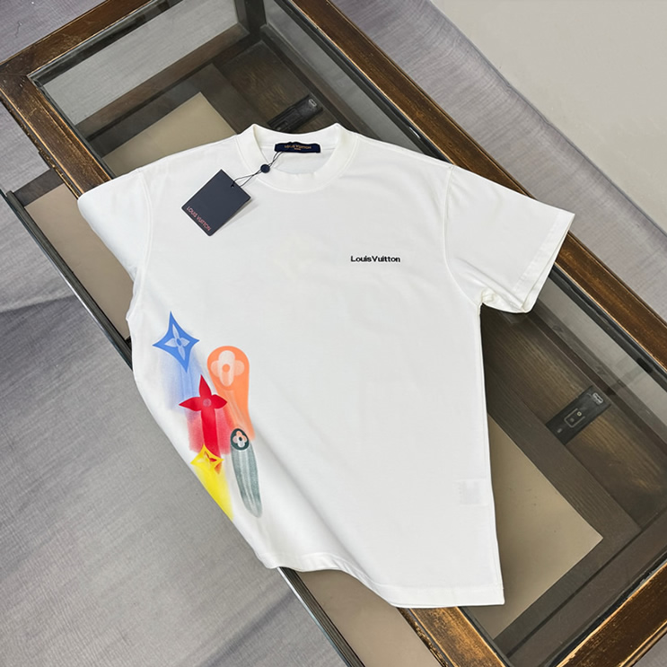ルイ・ヴィトン サイド グラフィック モノグラム フラワー Tシャツ ホワイト FS144