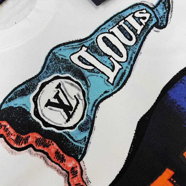 ルイ・ヴィトン フラッグ グラフィック パッチ Tシャツ ホワイト FS146 - 画像 (4)