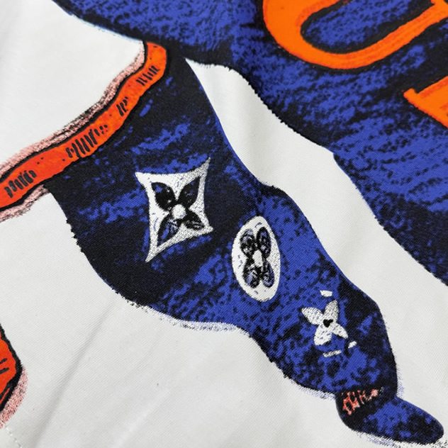 ルイ・ヴィトン フラッグ グラフィック パッチ Tシャツ ホワイト FS146 - 画像 (5)