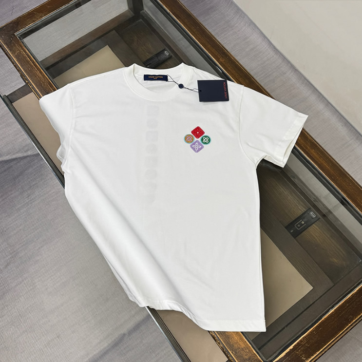 ルイ・ヴィトン マルチカラー エンブロイダリー フラワー Tシャツ ホワイト FS148