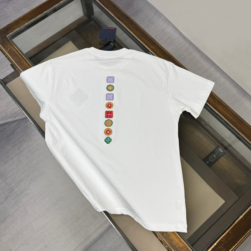 ルイ・ヴィトン マルチカラー エンブロイダリー フラワー Tシャツ ホワイト FS148 - 画像 (2)