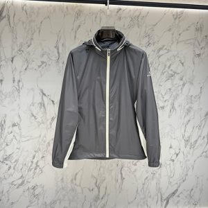 モンクレール サイド バイカラー ナイロン フーデッド ジャケット グレー FS163