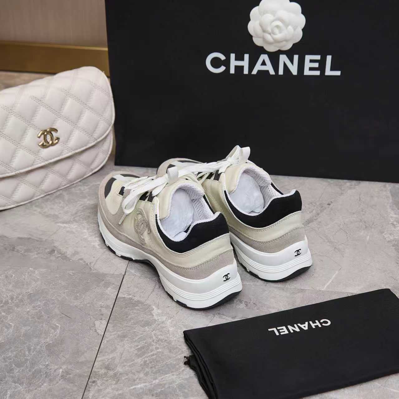 シャネル サイド CCロゴ ミックス素材 レトロ スニーカー グレー shoes172 - 画像 (8)
