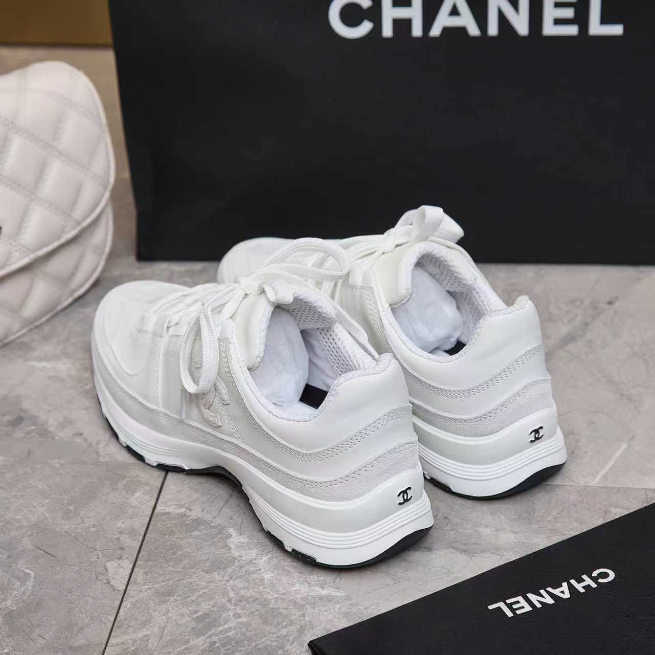 シャネル サイド CCロゴ ミックス素材 レトロ スニーカー オフホワイト shoes175 - 画像 (8)