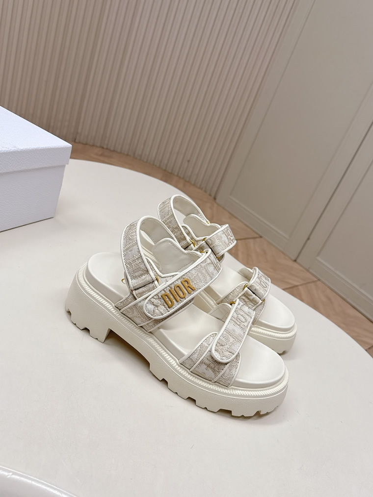 ディオール オブリーク エンブロイダリー 厚底 サンダル ベージュ shoes176 - 画像 (3)