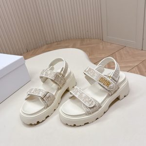 ディオール オブリーク エンブロイダリー 厚底 サンダル ベージュ shoes176