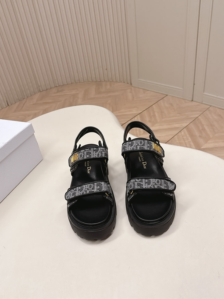 ディオール オブリーク ジャカード 厚底 ベルクロ サンダル ブラック shoes177 - 画像 (2)