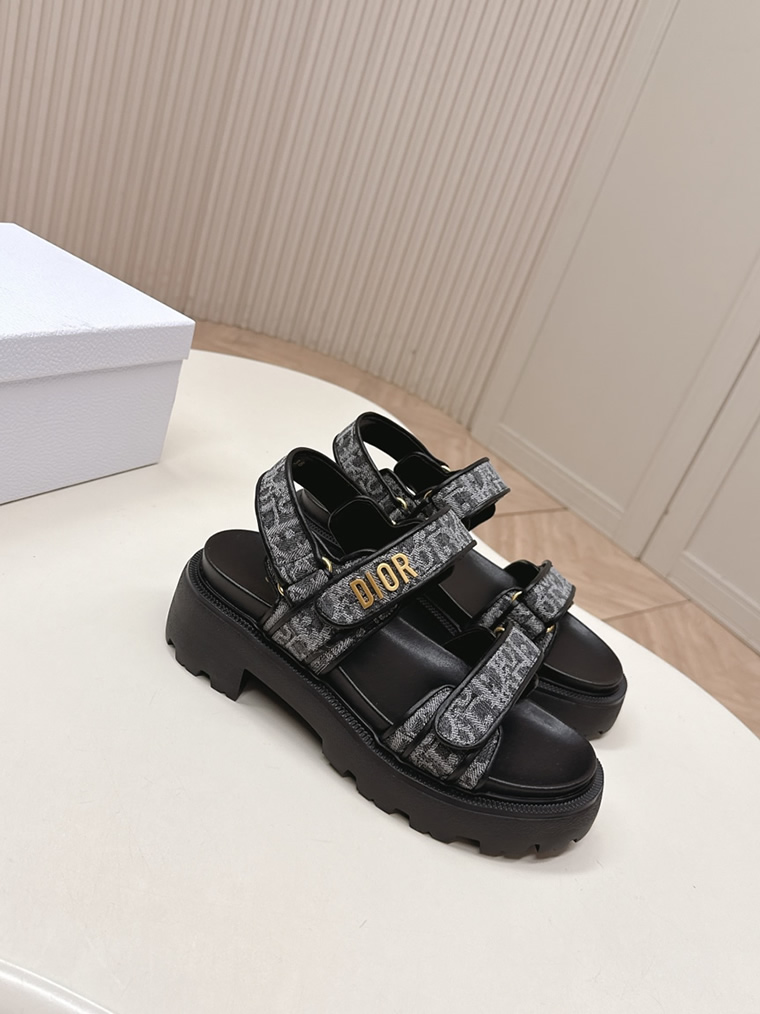 ディオール オブリーク ジャカード 厚底 ベルクロ サンダル ブラック shoes177 - 画像 (3)