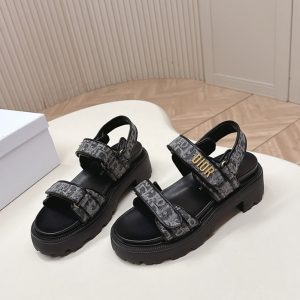 ディオール オブリーク ジャカード 厚底 ベルクロ サンダル ブラック shoes177