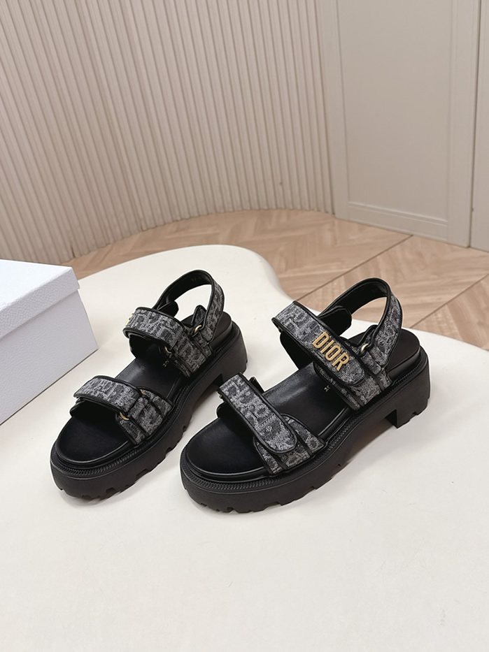 ディオール オブリーク ジャカード 厚底 ベルクロ サンダル ブラック shoes177