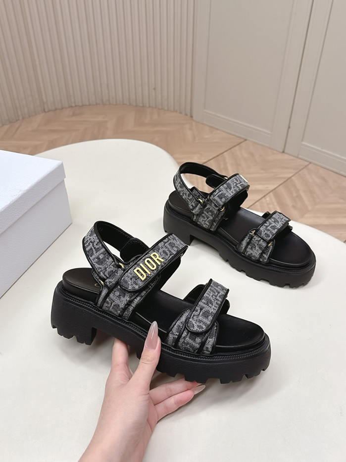 ディオール オブリーク ジャカード 厚底 ベルクロ サンダル ブラック shoes177 - 画像 (5)