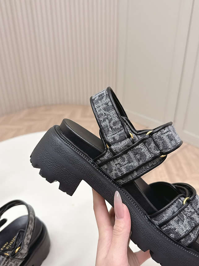 ディオール オブリーク ジャカード 厚底 ベルクロ サンダル ブラック shoes177 - 画像 (7)