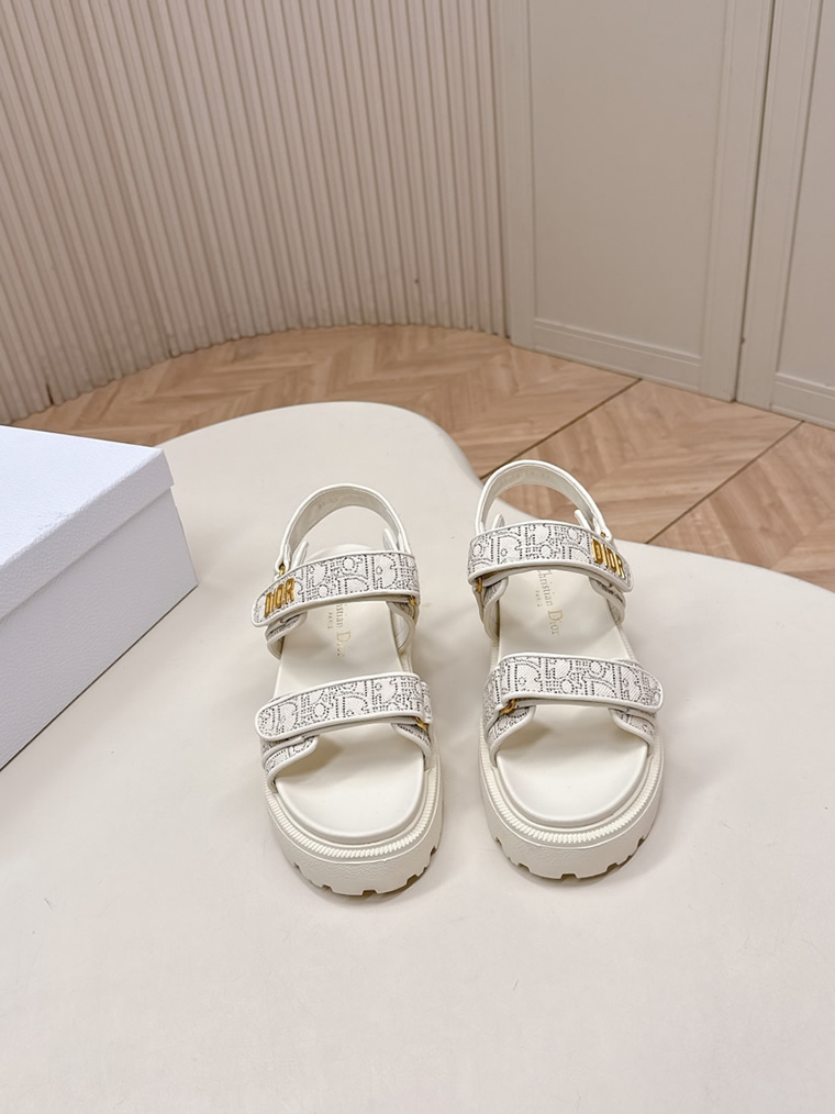 ディオール オブリーク エンブロイダリー プラットフォーム サンダル ホワイト shoes178 - 画像 (2)