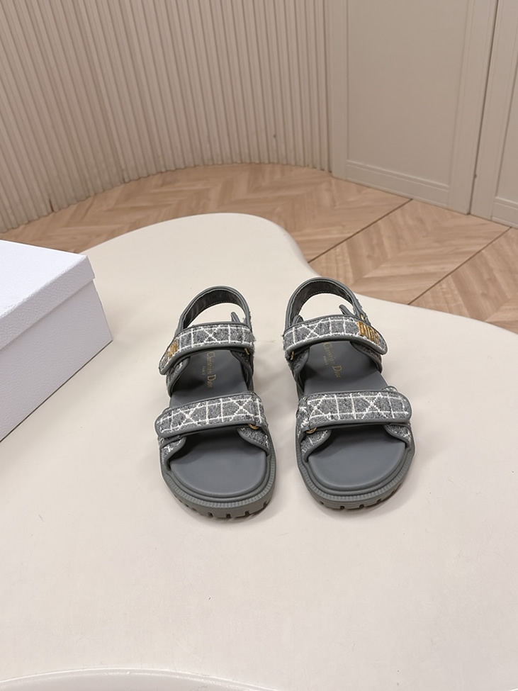 ディオール チェック ジャカード プラットフォーム サンダル グレー shoes179 - 画像 (2)