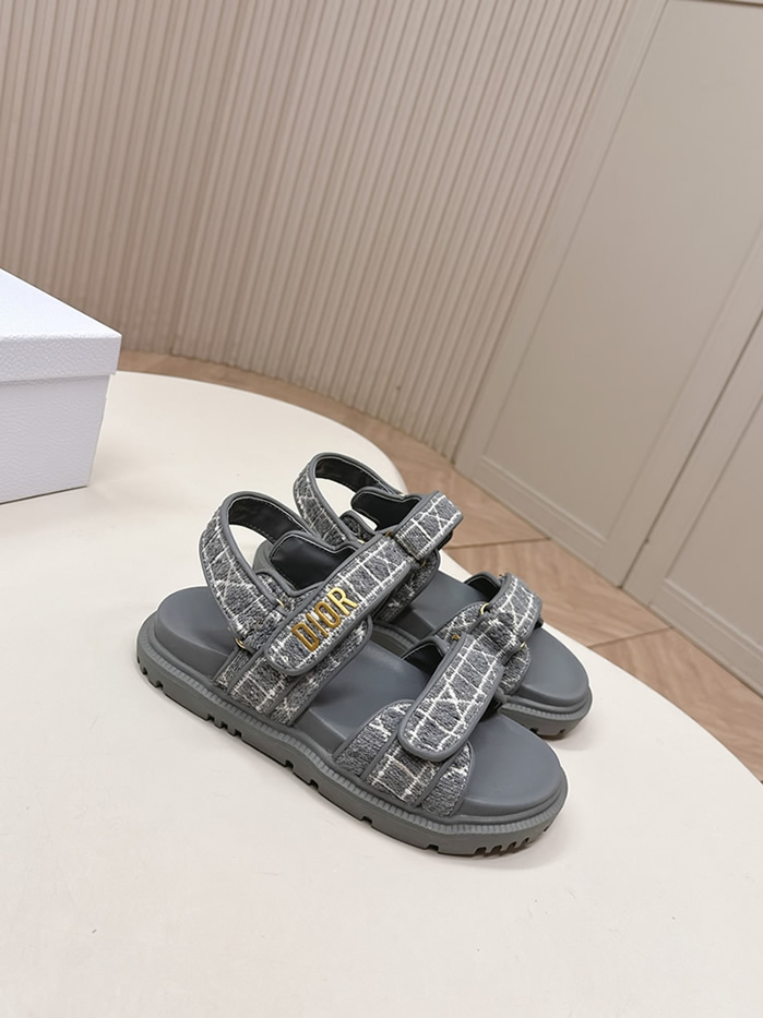 ディオール チェック ジャカード プラットフォーム サンダル グレー shoes179 - 画像 (3)