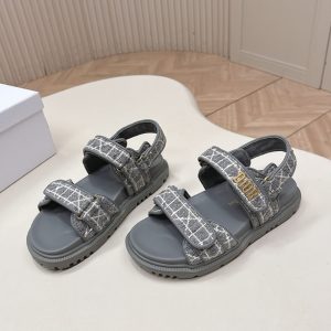 ディオール チェック ジャカード プラットフォーム サンダル グレー shoes179