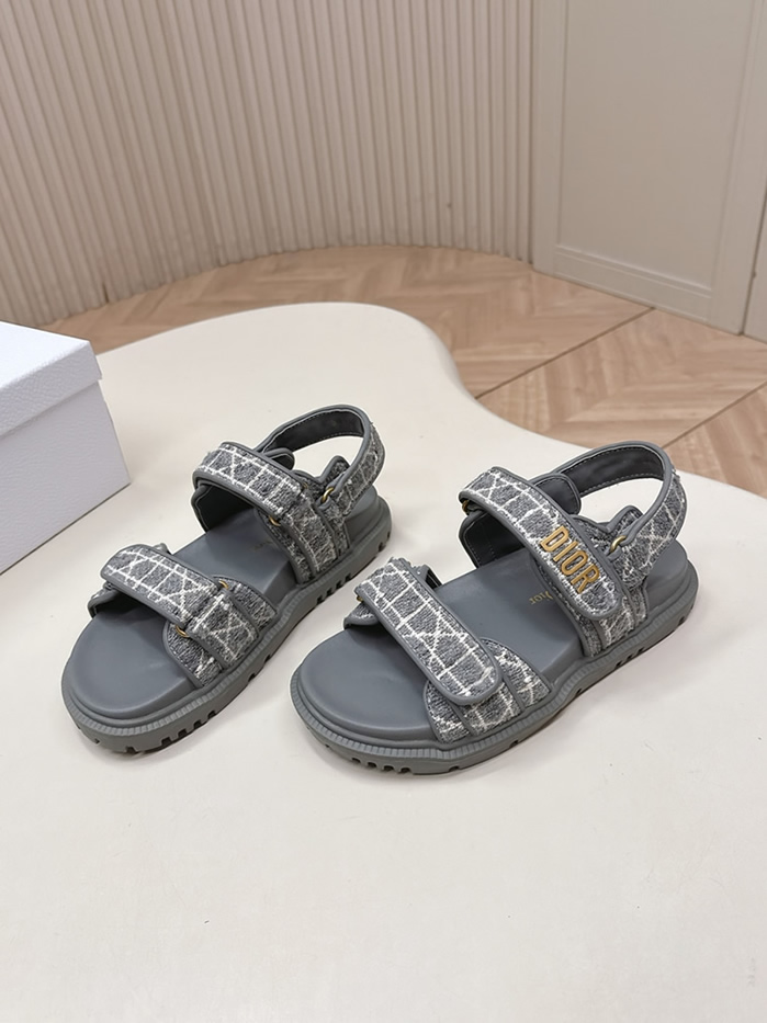ディオール チェック ジャカード プラットフォーム サンダル グレー shoes179