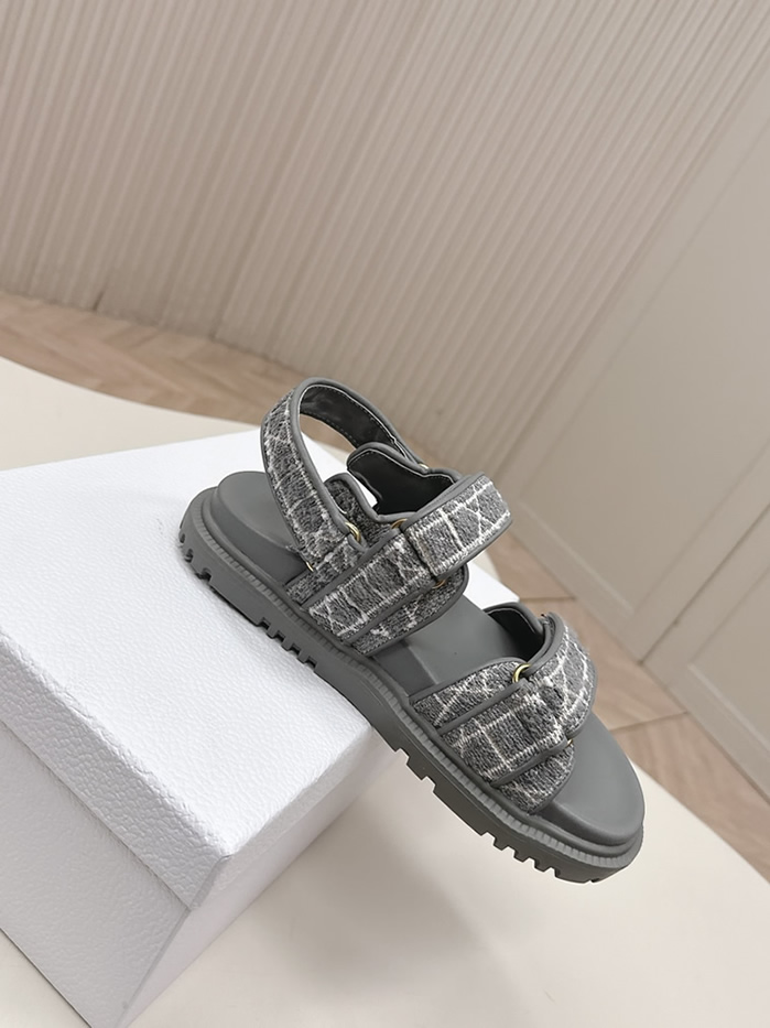 ディオール チェック ジャカード プラットフォーム サンダル グレー shoes179 - 画像 (4)