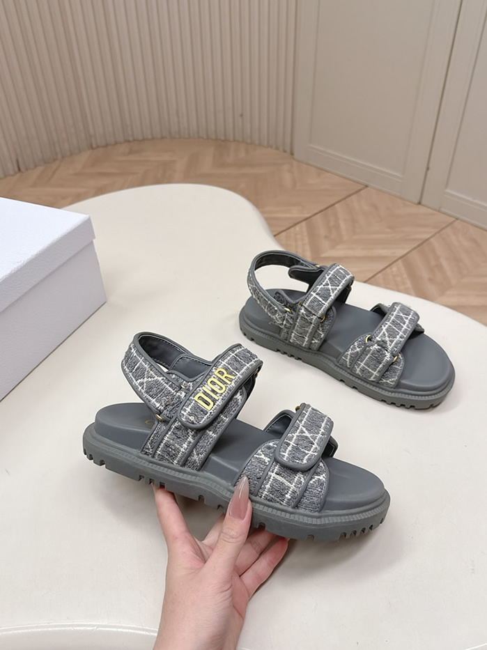 ディオール チェック ジャカード プラットフォーム サンダル グレー shoes179 - 画像 (5)
