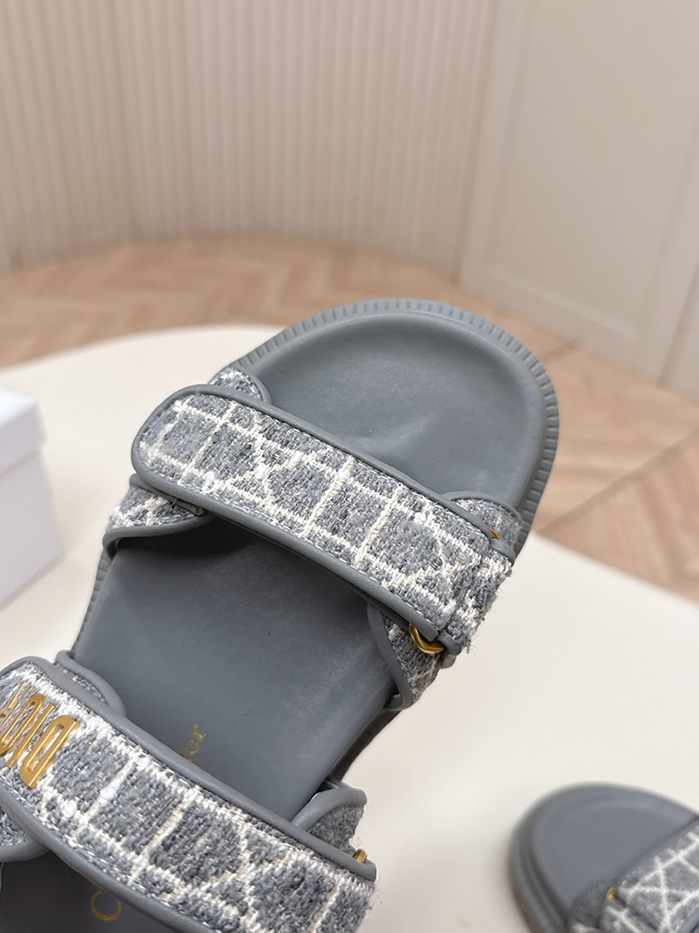 ディオール チェック ジャカード プラットフォーム サンダル グレー shoes179 - 画像 (6)