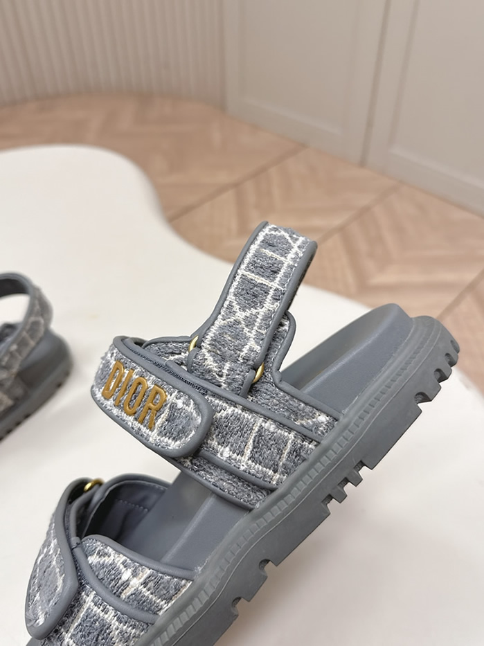 ディオール チェック ジャカード プラットフォーム サンダル グレー shoes179 - 画像 (7)