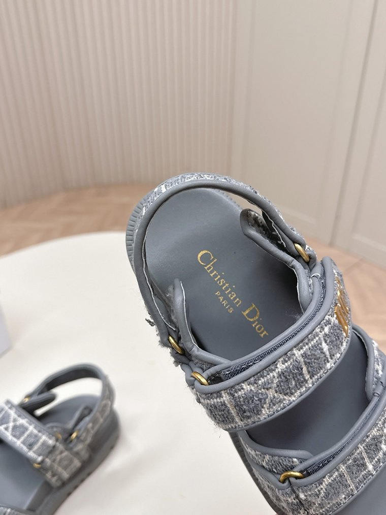 ディオール チェック ジャカード プラットフォーム サンダル グレー shoes179 - 画像 (8)