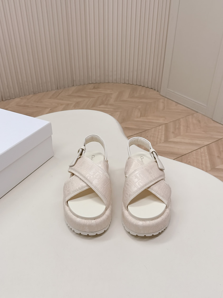 ディオール オブリーク ジャカード プラットフォーム サンダル ベージュ shoes180 - 画像 (2)