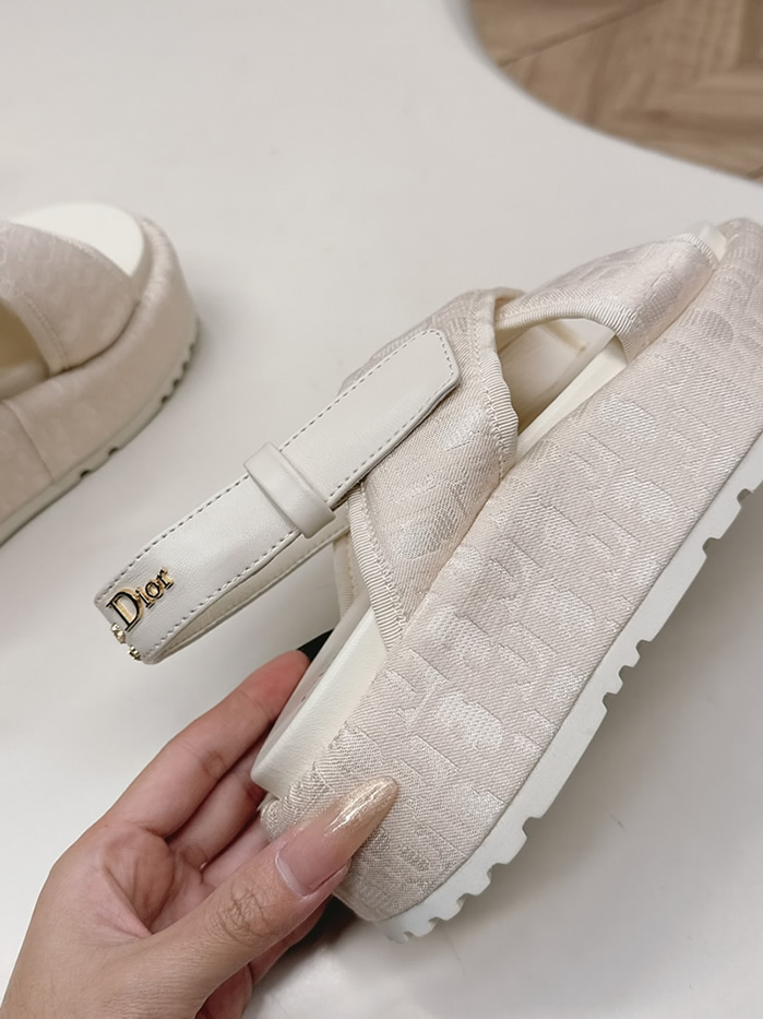 ディオール オブリーク ジャカード プラットフォーム サンダル ベージュ shoes180 - 画像 (7)
