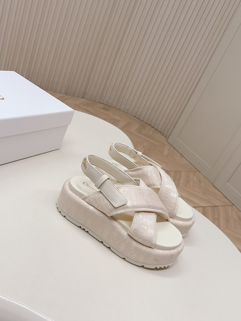 ディオール オブリーク ジャカード プラットフォーム サンダル ベージュ shoes181 - 画像 (5)