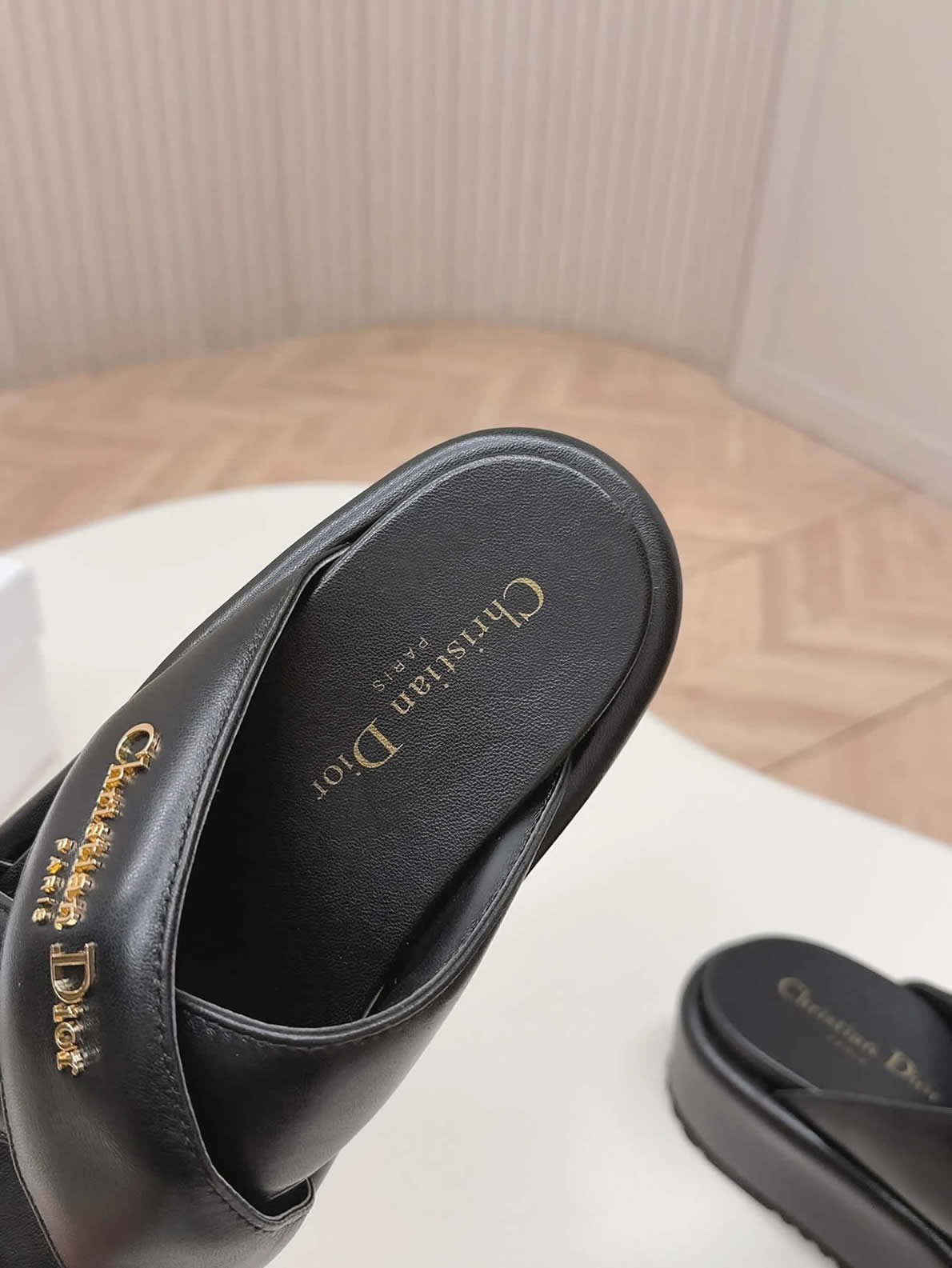 ディオール シグネチャー ラムスキン プラットフォーム ミュール ブラック shoes182 - 画像 (7)