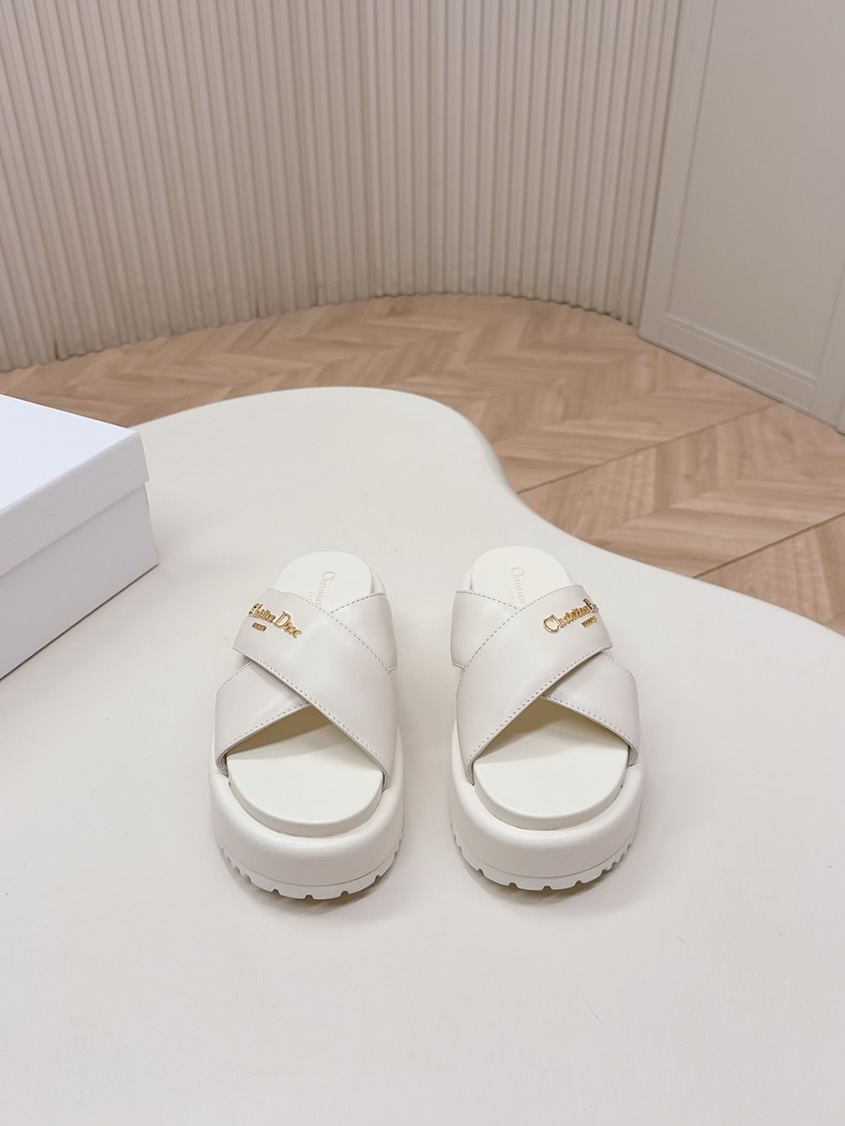 ディオール シグネチャー ラムスキン プラットフォーム ミュール オフホワイト shoes183 - 画像 (2)