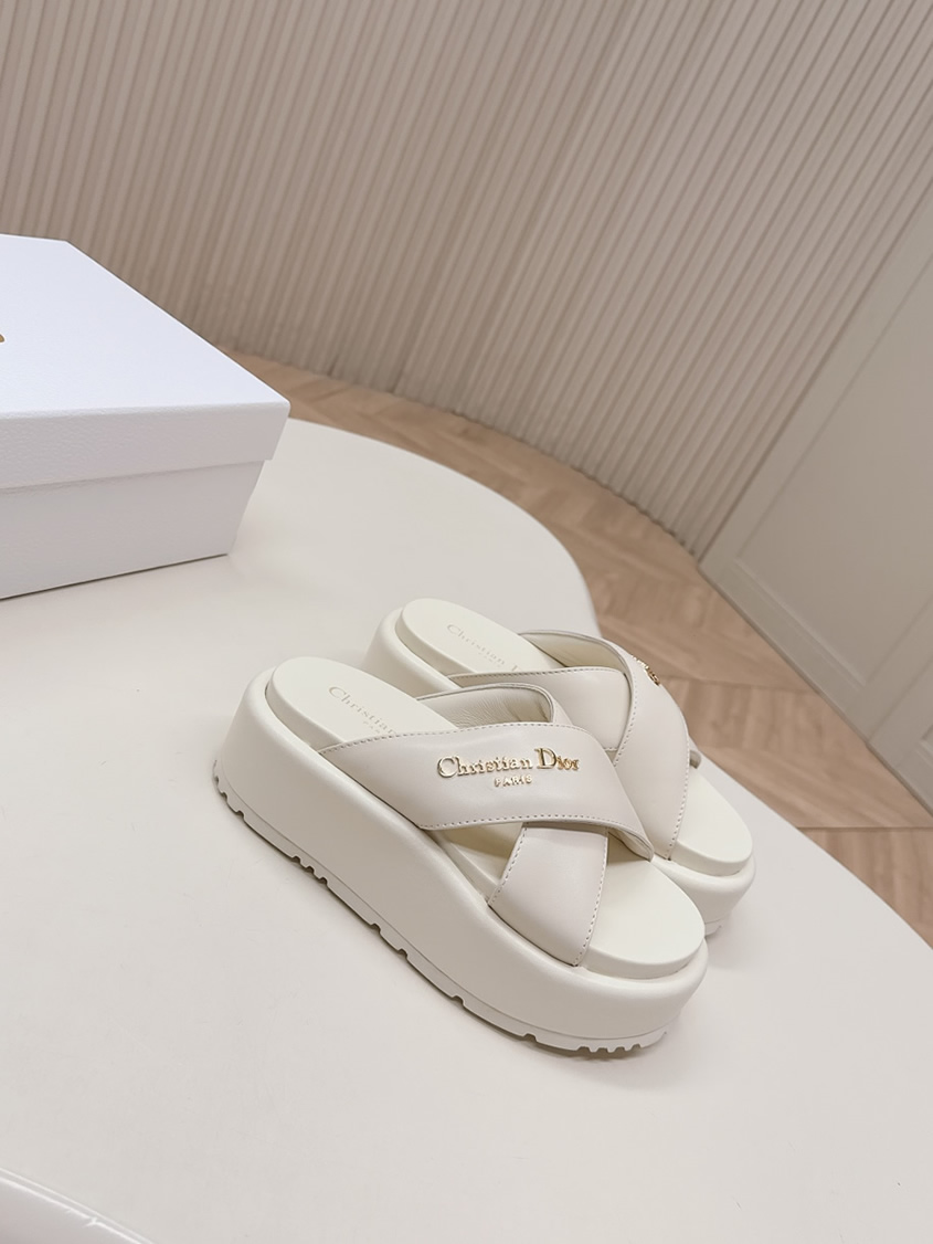 ディオール シグネチャー ラムスキン プラットフォーム ミュール オフホワイト shoes183 - 画像 (3)