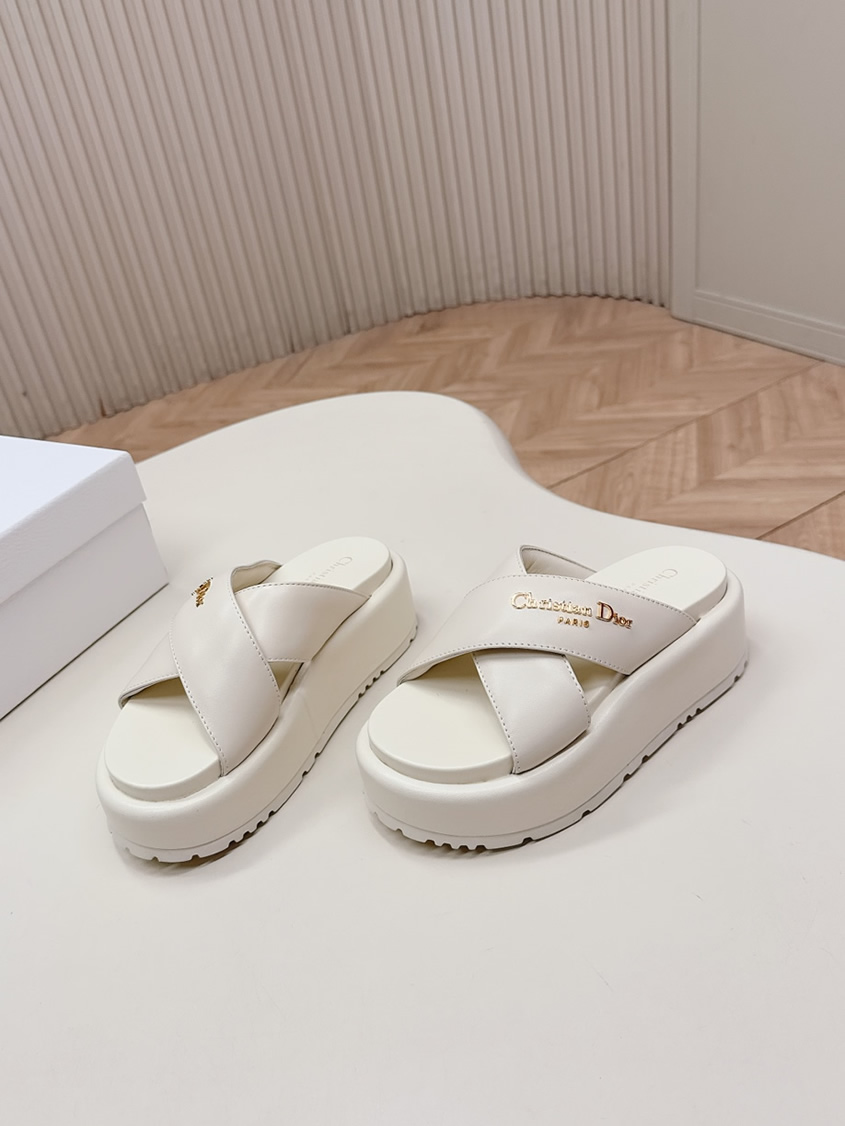 ディオール シグネチャー ラムスキン プラットフォーム ミュール オフホワイト shoes183