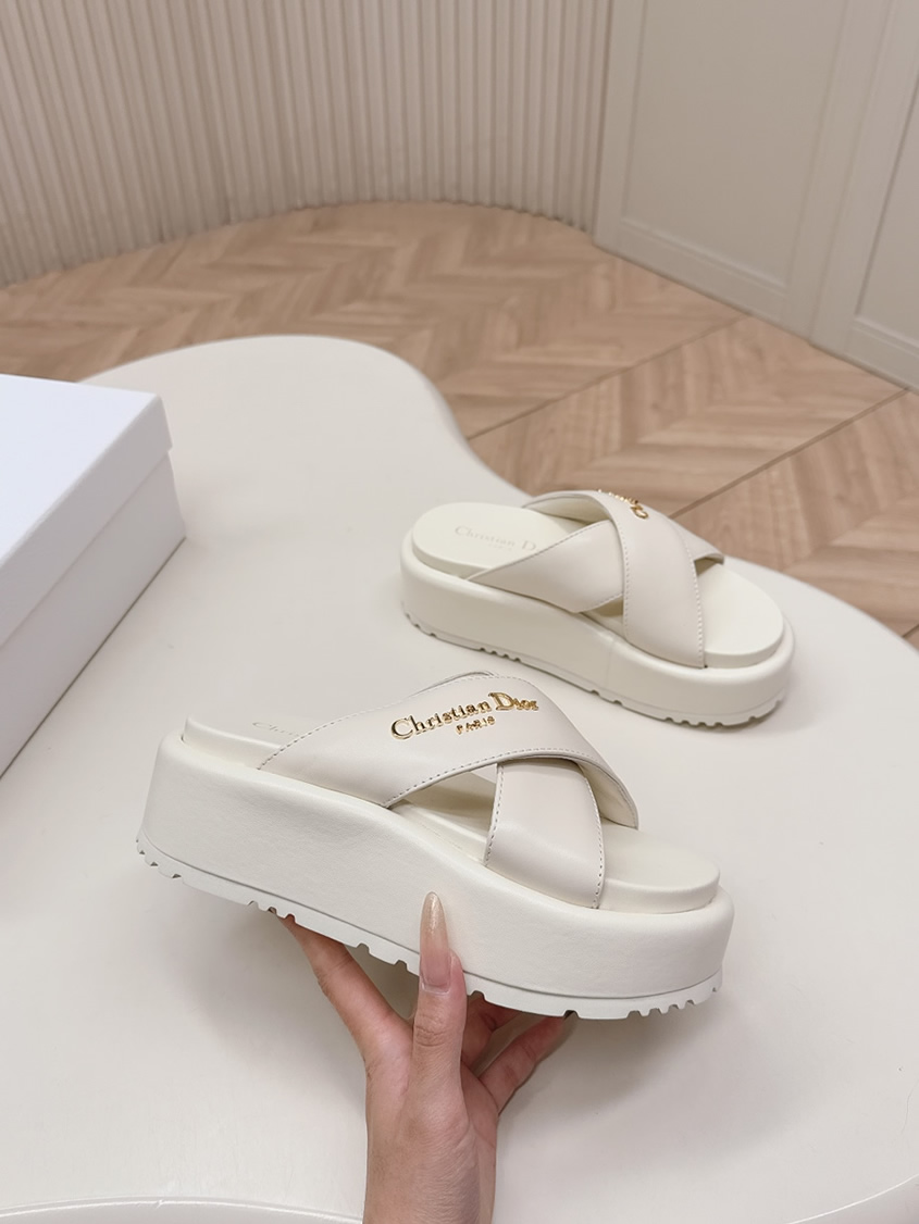 ディオール シグネチャー ラムスキン プラットフォーム ミュール オフホワイト shoes183 - 画像 (6)